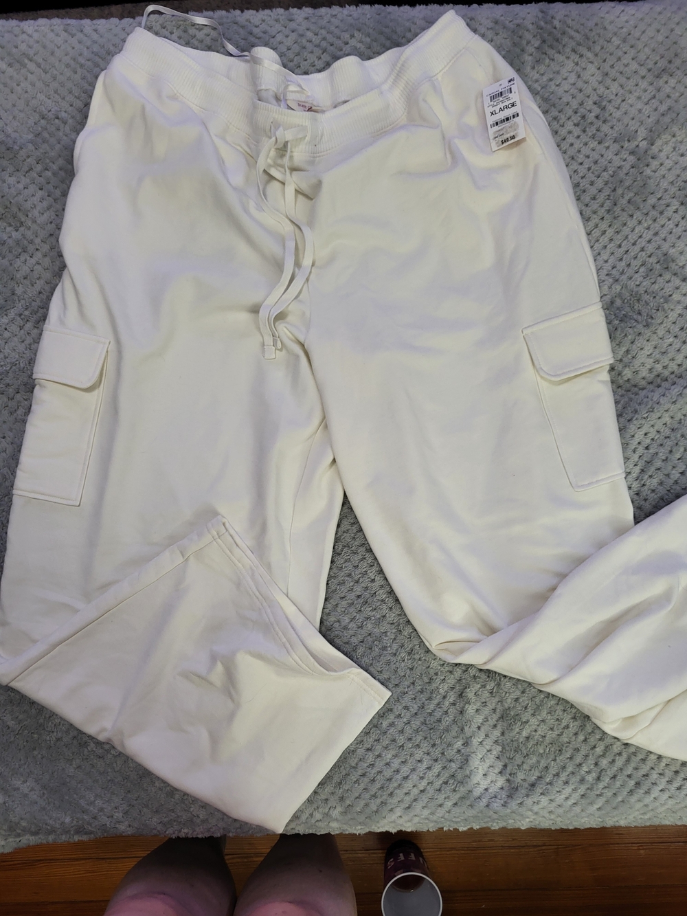 Nwt State Of Day Cream Cargo Sweatpants with Drawstring Waist XL